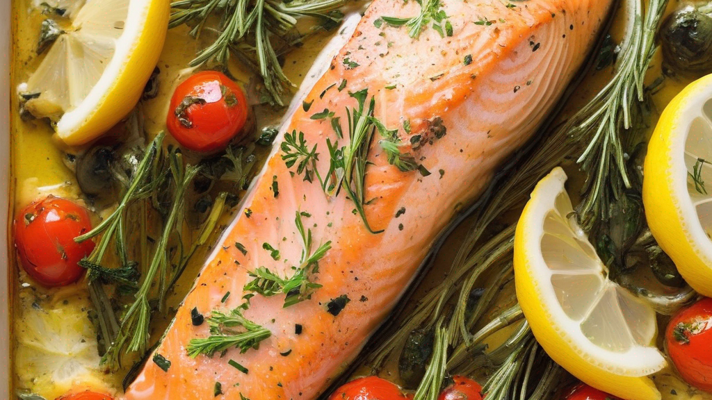Gebackener Lachs mit Zitrone und Kräutern
